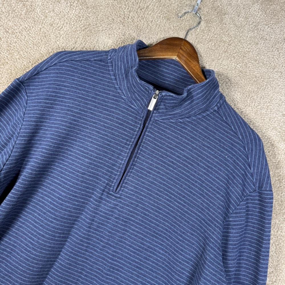01.ALGO Quarter Zip Pullover Mens XXL Blue Striped Performance UPF 40 Sweater